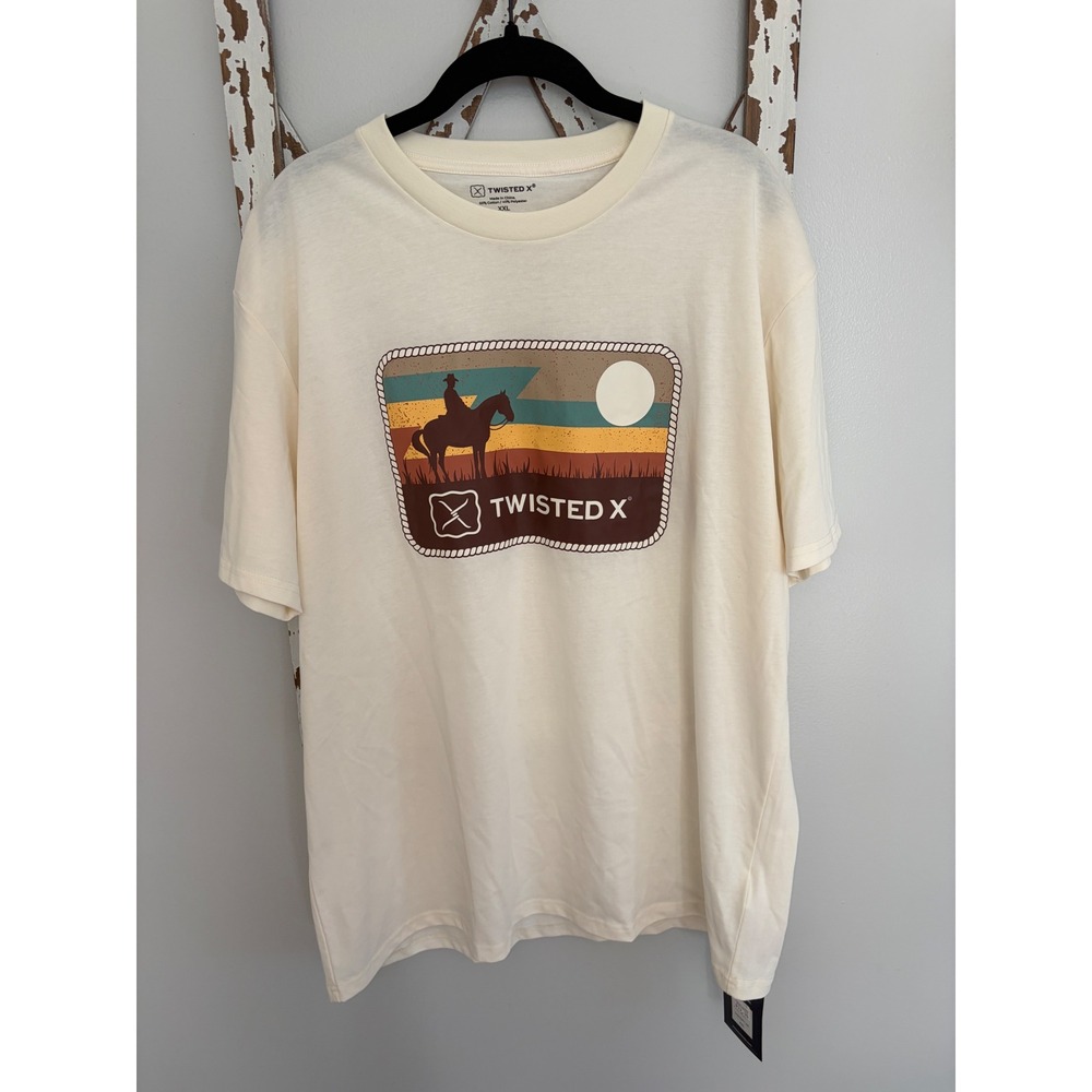 Twisted X T-shirt Size Large Cream Patch T-shirt Western Horse Rodeo XXL New